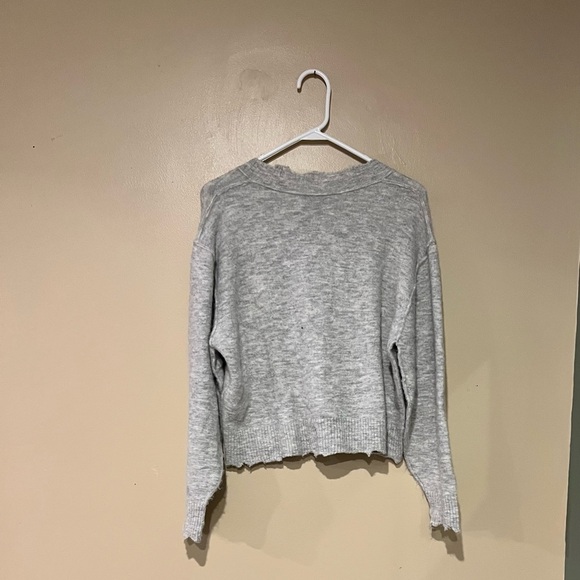 Aritzia Wilfred Free Sweater Womens Gray Raw Edge Oversized Wool Alpaca Nylon - Picture 3 of 6